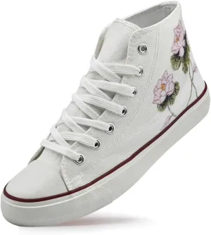 rosyclo Women's High Top Canvas Sneakers Fashion Lace-up Classic Casual Walking Shoes