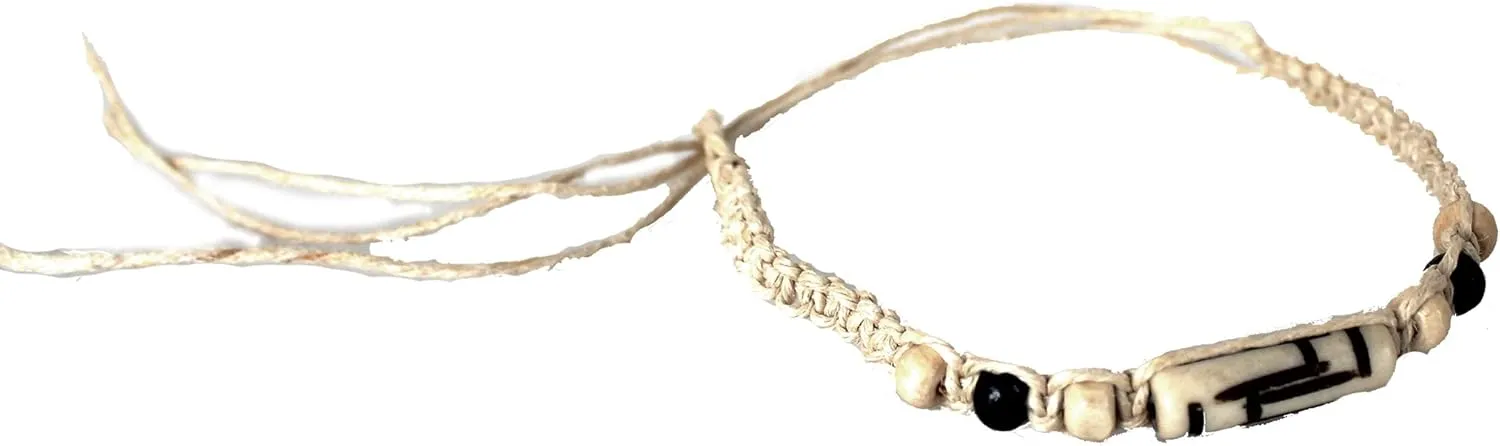 Rubber Double Strap Jesus Style Sandals Imperial Brand - With 1 Braided Natural Hemp Anklet Bracelet Bundle - 2 Items