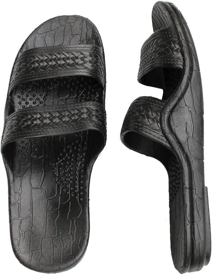 Rubber Double Strap Jesus Style Sandals Imperial Brand - With 1 Braided Natural Hemp Anklet Bracelet Bundle - 2 Items