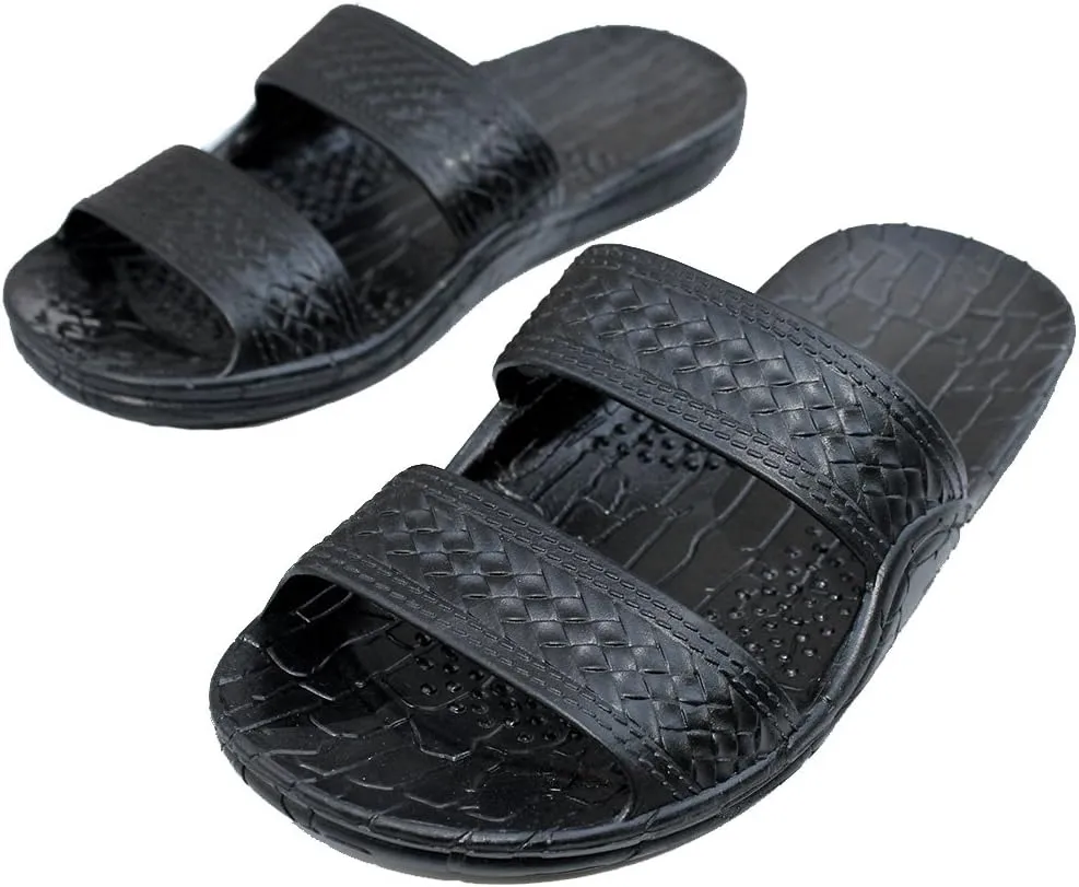 Rubber Double Strap Jesus Style Sandals Imperial Brand - With 1 Braided Natural Hemp Anklet Bracelet Bundle - 2 Items