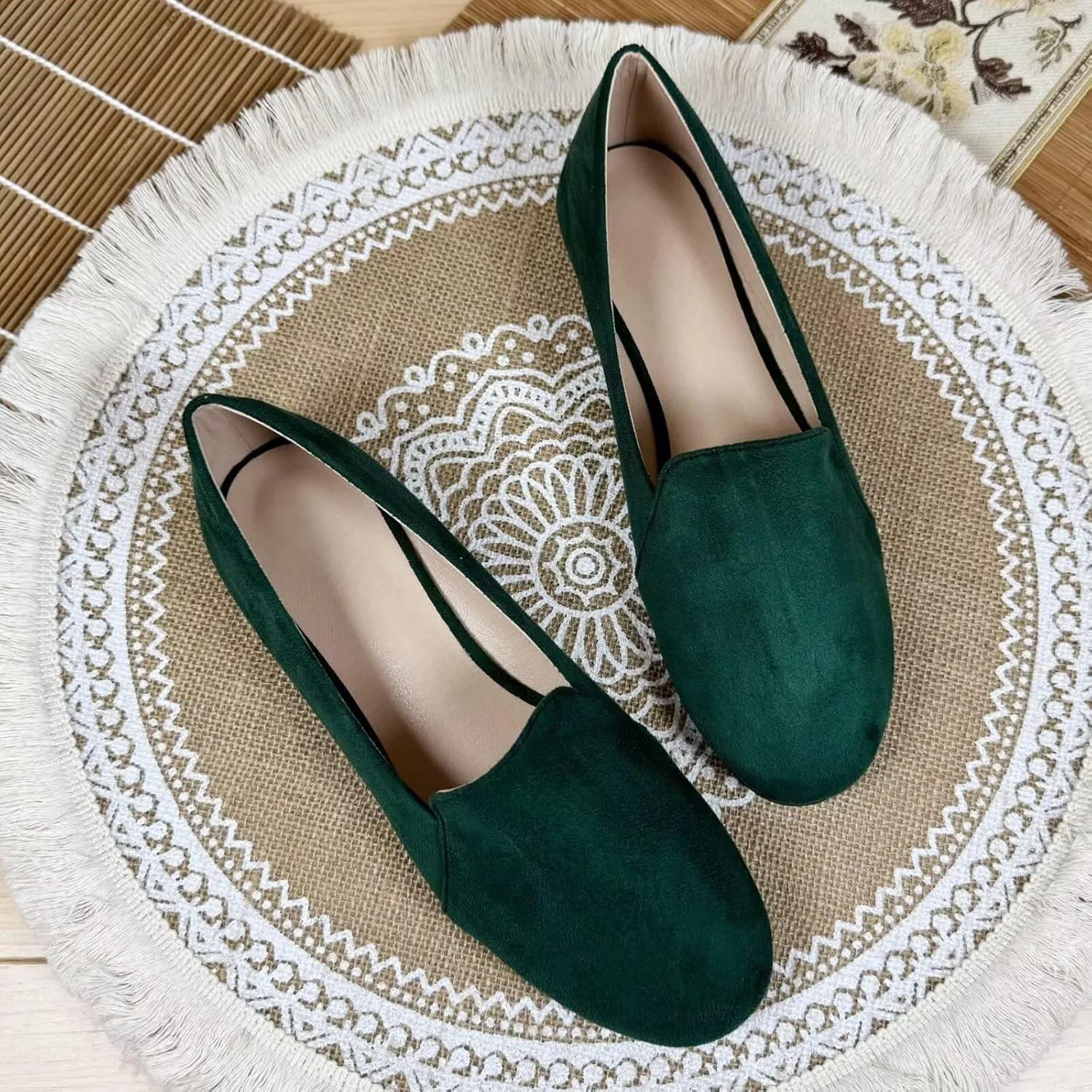 SAILING LU Women Pointed Toe Ballets Flats Faux Suede Comfortable Soft Ballet Walking Shoes Dressy Slip-on Ballerina Shoes