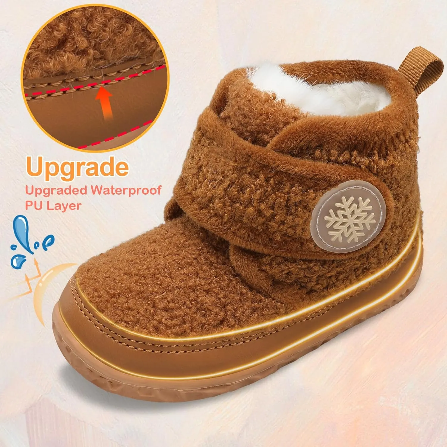 Scurtain Toddler Slippers Girl Boy House Shoes Fuzzy Hard Bottom Winter Boots Baby Cozy Walking Sock Shoes