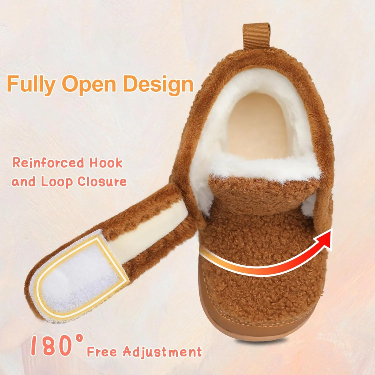 Scurtain Toddler Slippers Girl Boy House Shoes Fuzzy Hard Bottom Winter Boots Baby Cozy Walking Sock Shoes