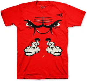 Shirt to Match Jordan 4 Red Thunder Sneakers - Raging Face Tee