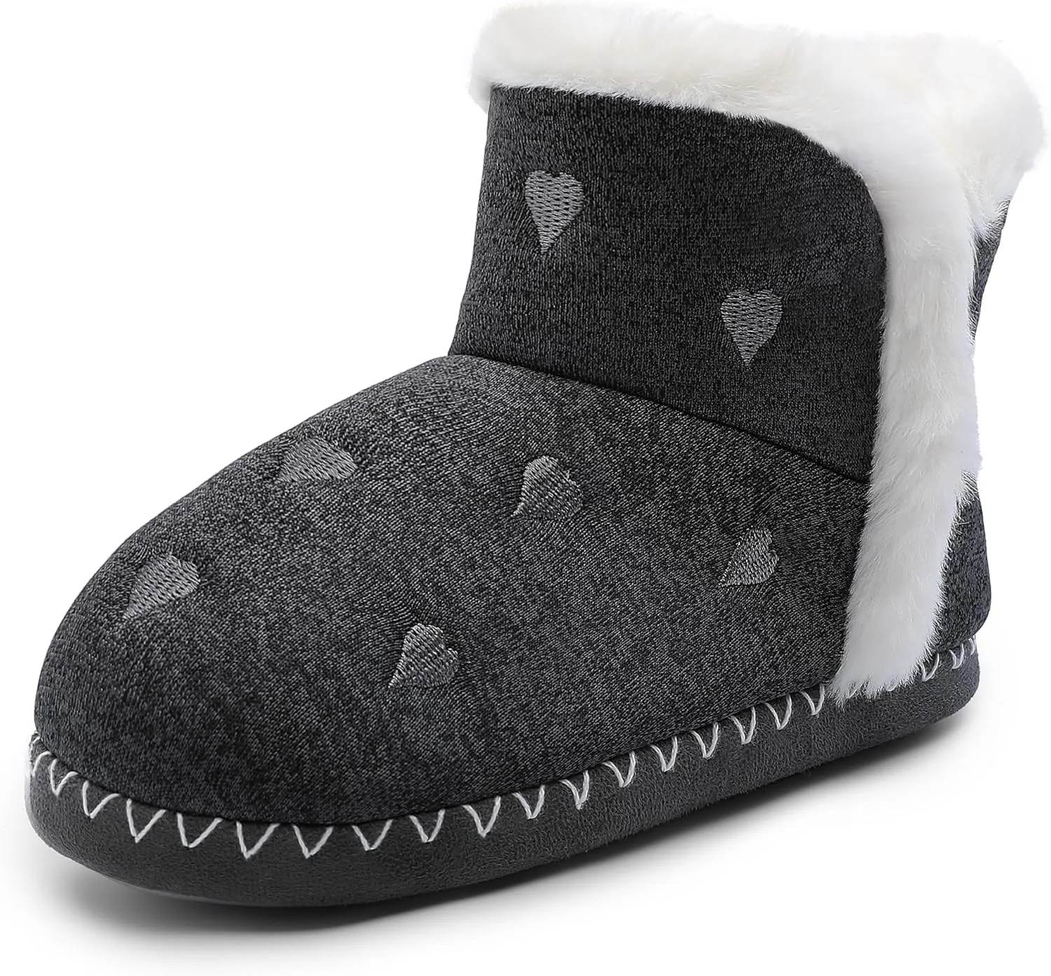 shoeslocker Girls Cute Bootie Slippers, Winter Warm Plush Memory Foam Booties House Shoes for Girls