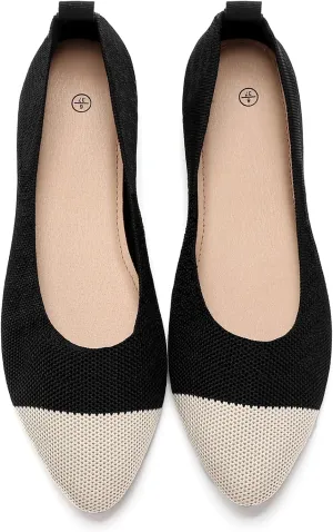 Shupua Women's Flats Shoes Pointed Toe Flats Comfortable Slip on Shoes Flat Dress Shoes Black Ballet Flats for Women