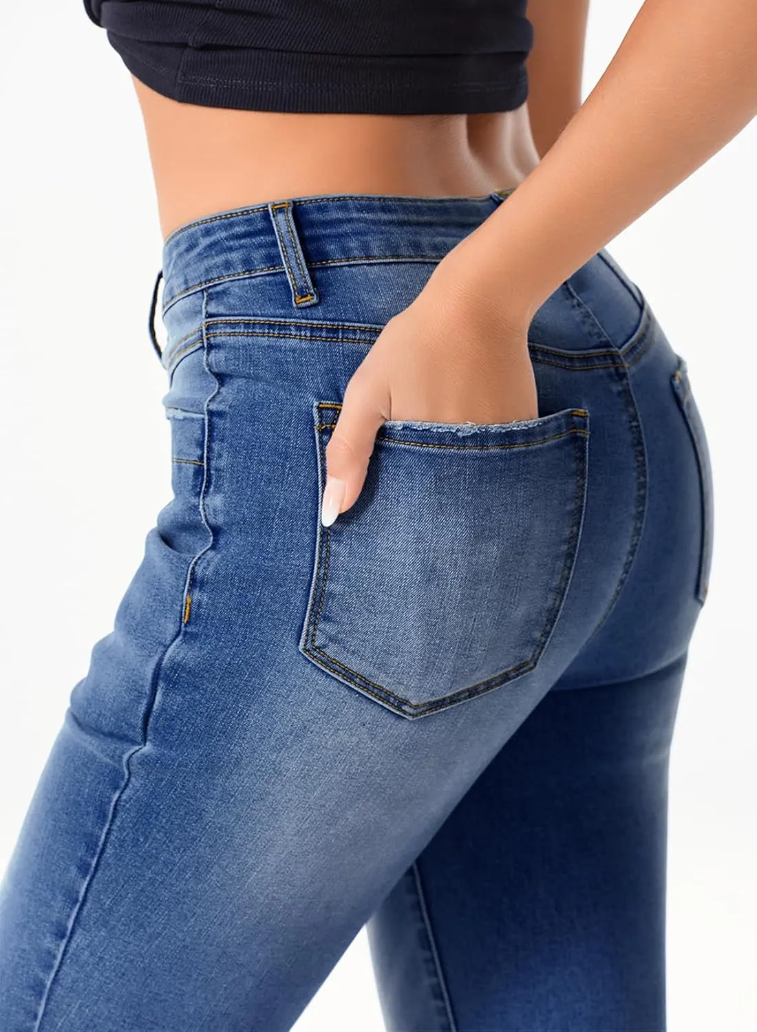 Sidefeel Women's High Waisted Jeans Wide Leg Button Fly Bell Bottoms Flared Zimbaplatinum Denim Pants