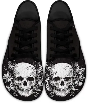 Skull Print Walking Shoes Running Sneakers Fashion Work Flats Lace-Up Driving Loafers for Women