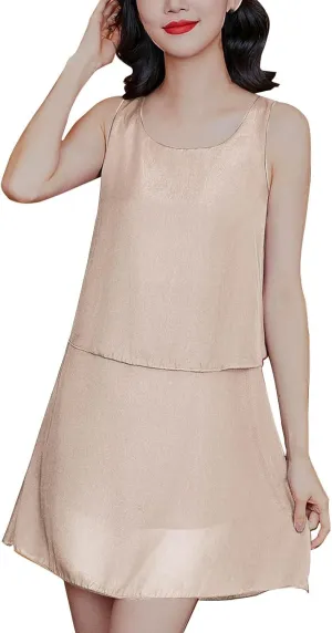 Sleeveless Tank Dress for Women Casual A-Line Loose Fit Flowy Summer Dress Round Neck Casual Wear