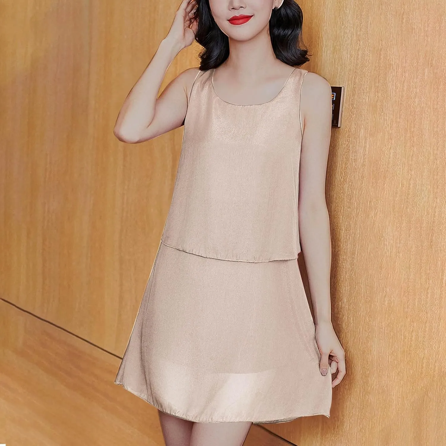 Sleeveless Tank Dress for Women Casual A-Line Loose Fit Flowy Summer Dress Round Neck Casual Wear