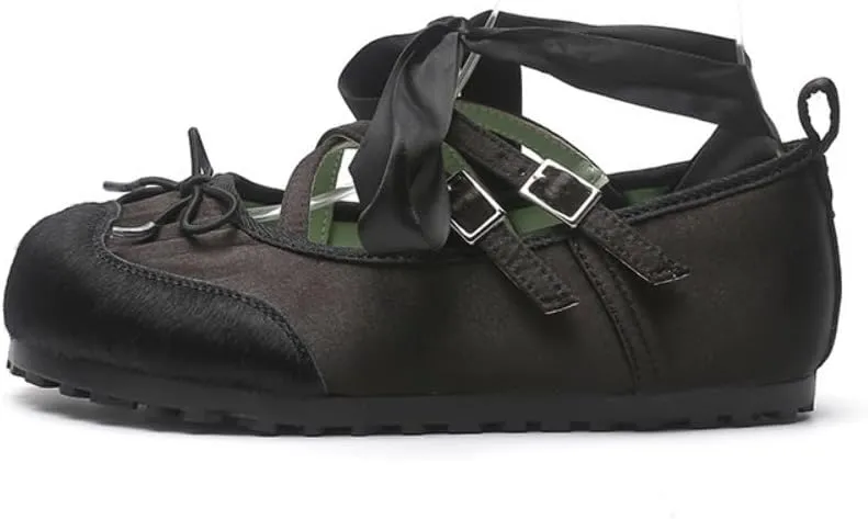 Sneakerina Ballet Sneaker Shoes for Women Girls with Bow Decorated Leather Flats Cute Casual Lightweight Running Soft Y2K Retro Non Slip Tennis & Racquet Sport Elegant Athleisure Comfortable Walking