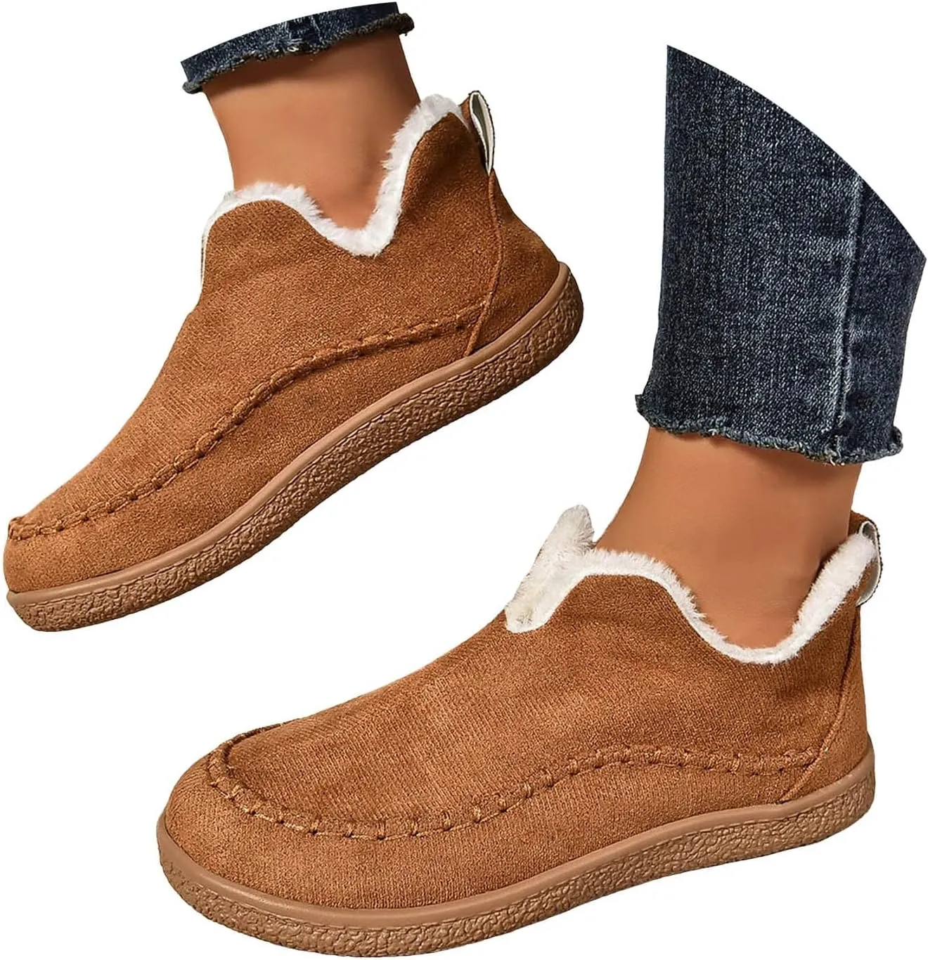 Snow Boots for Women Short Ankle Anti-Slip Boot Fur Fleece Lined Sneakers House Slippers Boot For Outdoor