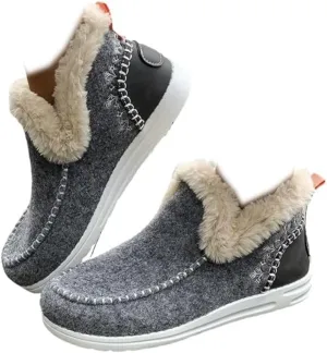 Soft Plush Slip-on Sneakers for Cozy Feet, Warm Cozy Micro Suede Slipper Boots, Non Slip Orthopedic Winter Slippers