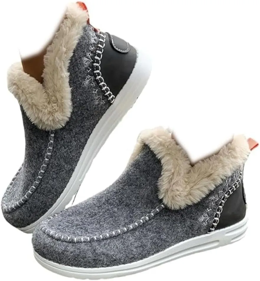 Soft Plush Slip-on Sneakers for Cozy Feet, Warm Cozy Micro Suede Slipper Boots, Non Slip Orthopedic Winter Slippers