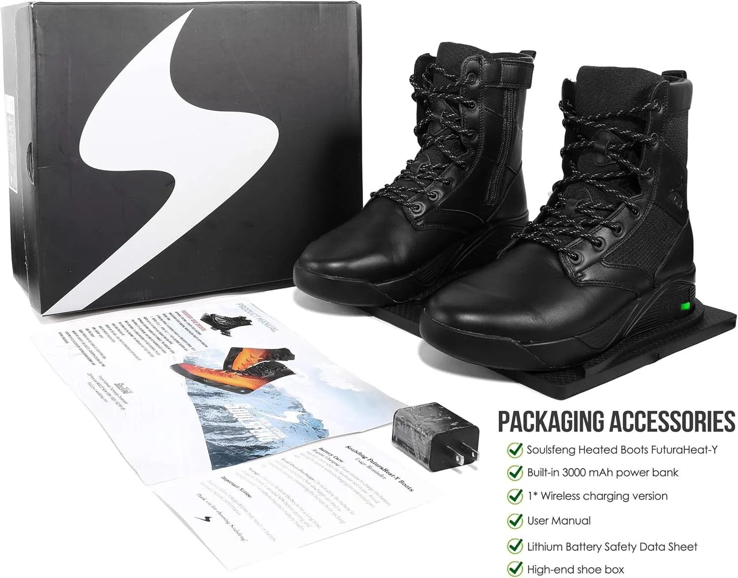 Soulsfeng Heated Boots for Men Women Futuraheat-X Winter Waterproof Warm Snow Boots Rechargeable Electric Heating Boots Foot Warmers
