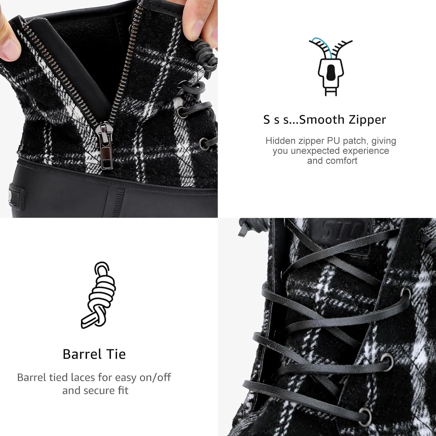 STQ Duck Boots for Women Waterproof Winter Boots Quilted Snow Boots