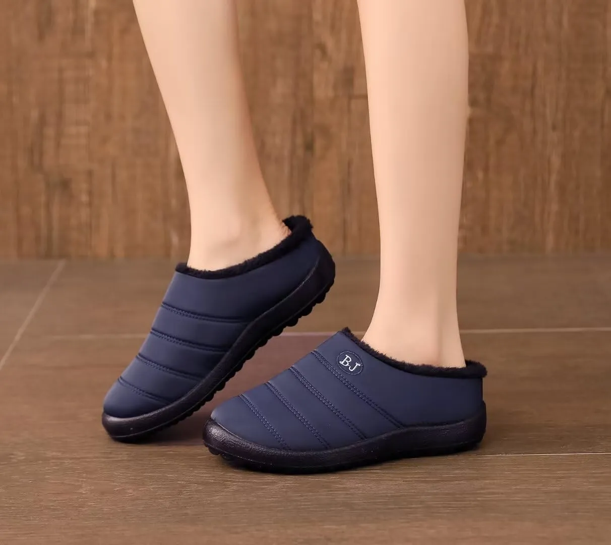 Stunner Women Warm Winter Slippers Fur Lined Slip On Waterproof Indoor Outdoor Warm Mules