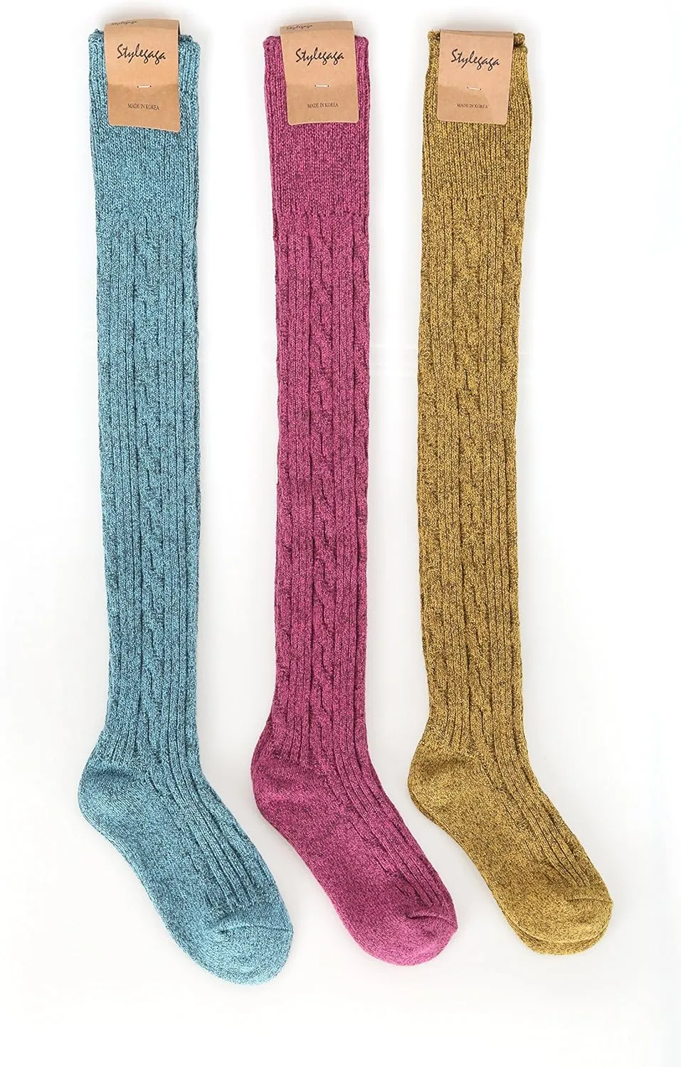 STYLEGAGA Winter Cozy Cable Knit Over The Knee High Boot Socks