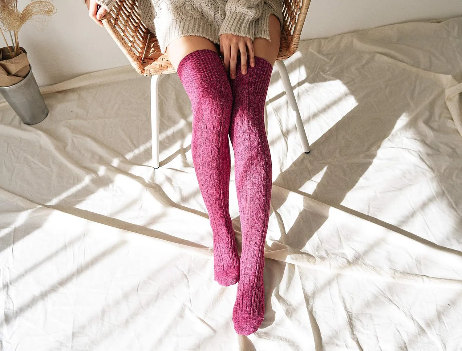 STYLEGAGA Winter Cozy Cable Knit Over The Knee High Boot Socks