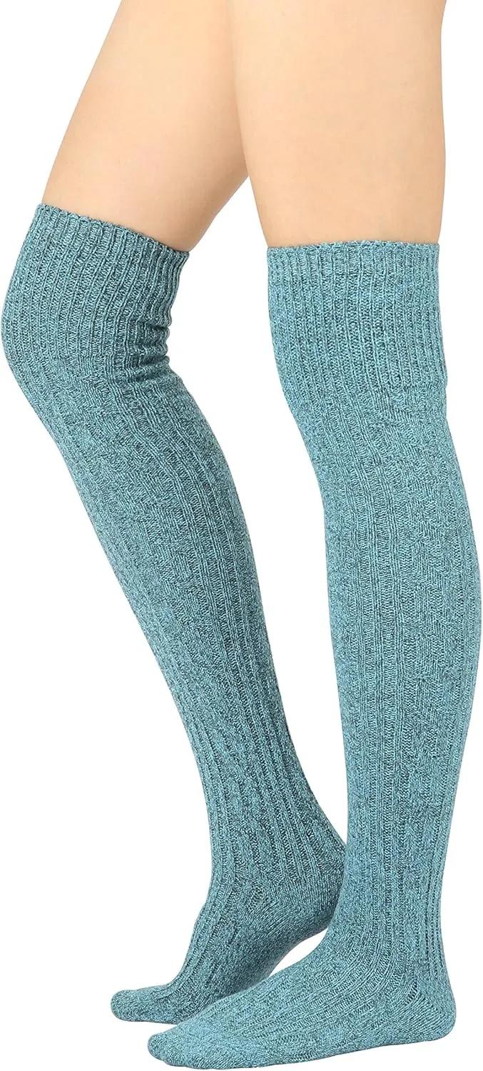 STYLEGAGA Winter Cozy Cable Knit Over The Knee High Boot Socks