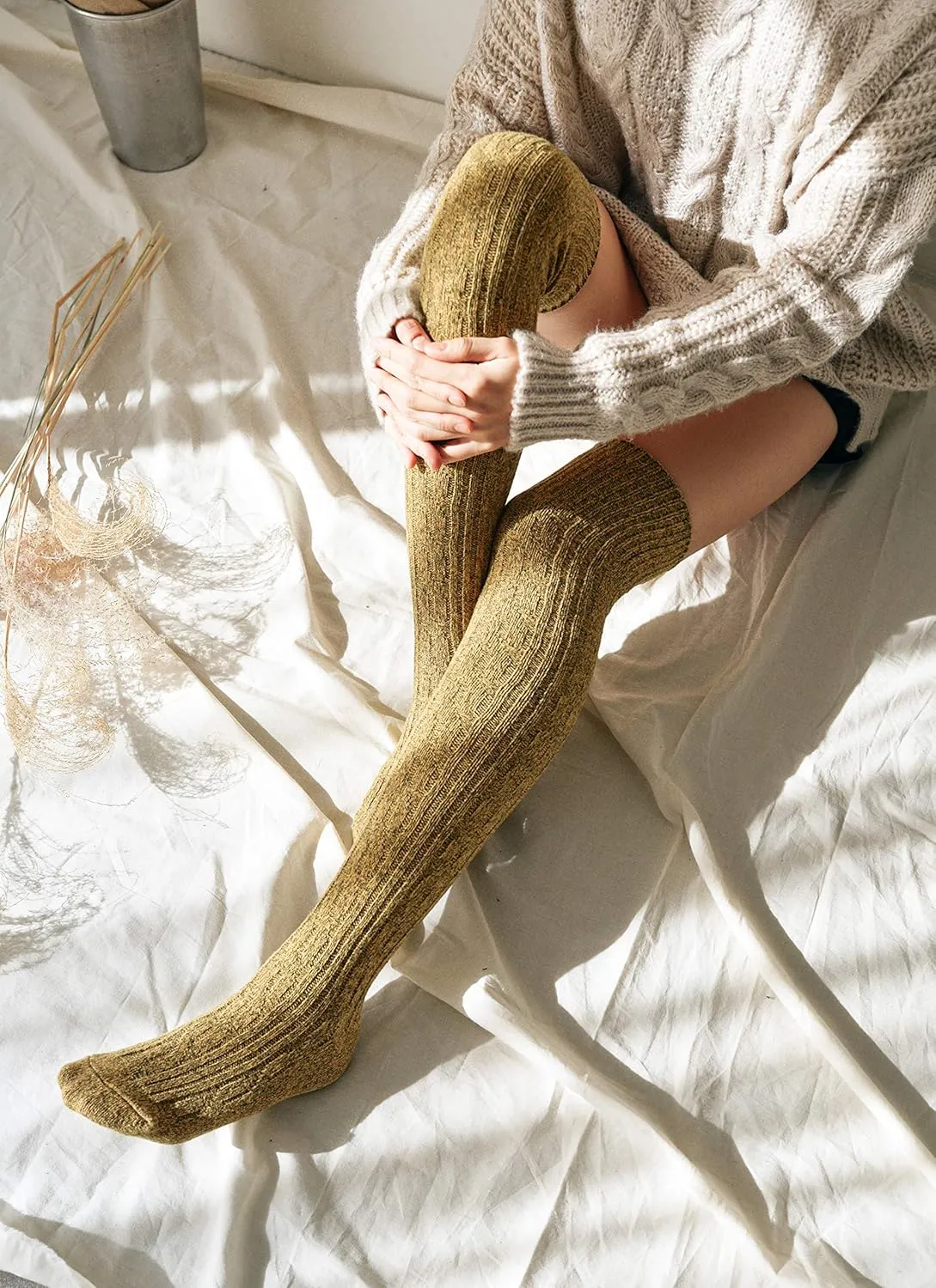STYLEGAGA Winter Cozy Cable Knit Over The Knee High Boot Socks
