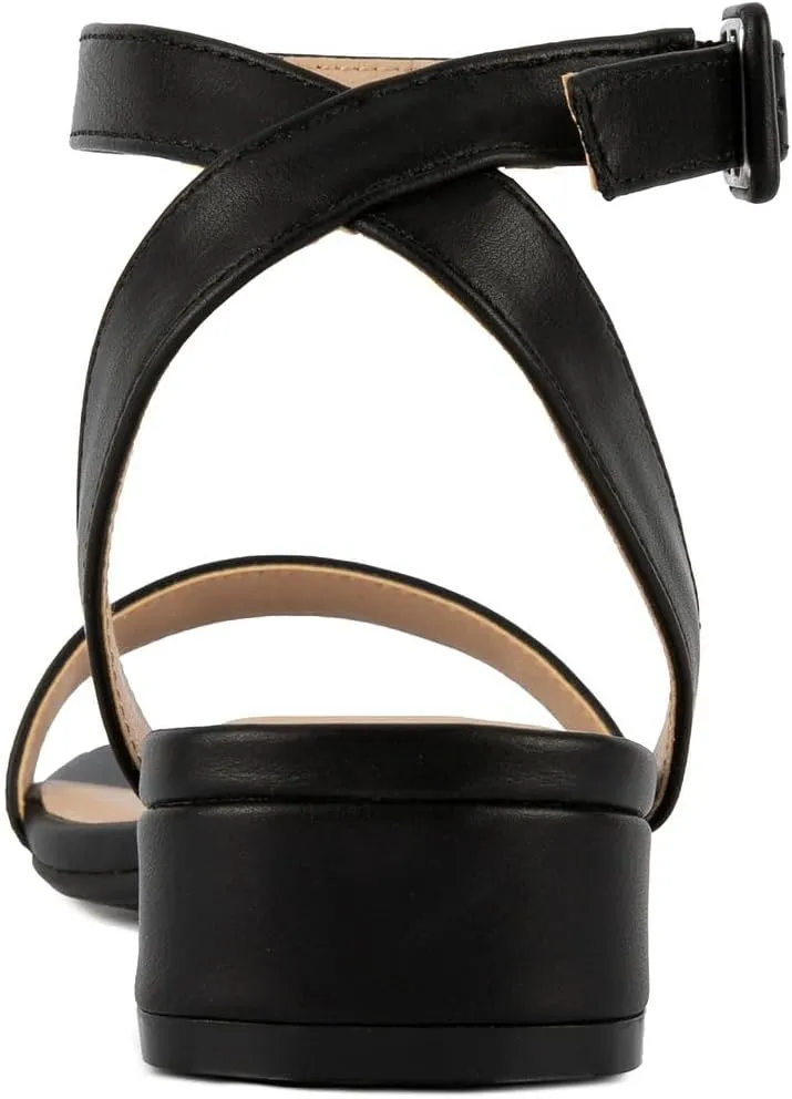 Sugar Women's Low Block Heel Dress Sandals – Ankle Strap Open Toe Comfortable Walking Heels for Casual, Party, or Work