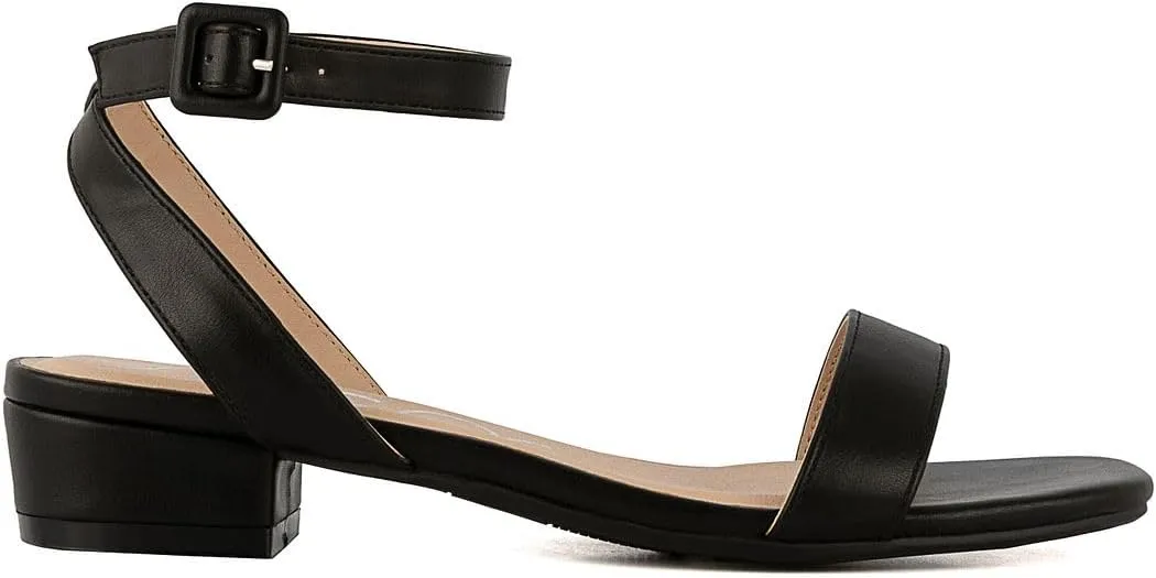 Sugar Women's Low Block Heel Dress Sandals – Ankle Strap Open Toe Comfortable Walking Heels for Casual, Party, or Work
