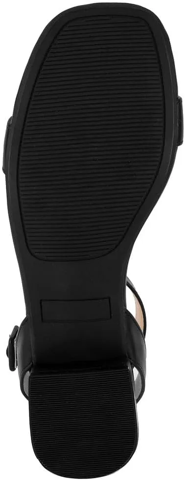 Sugar Women's Low Block Heel Dress Sandals – Ankle Strap Open Toe Comfortable Walking Heels for Casual, Party, or Work