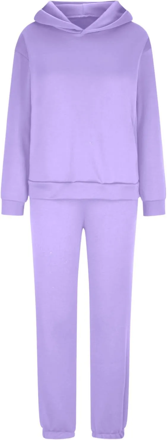 Sweatsuits for Women Casual Fashion Thickened Plus Round Neck Long Sleeved Casual Sweatshirts Trousers Cozy Suit