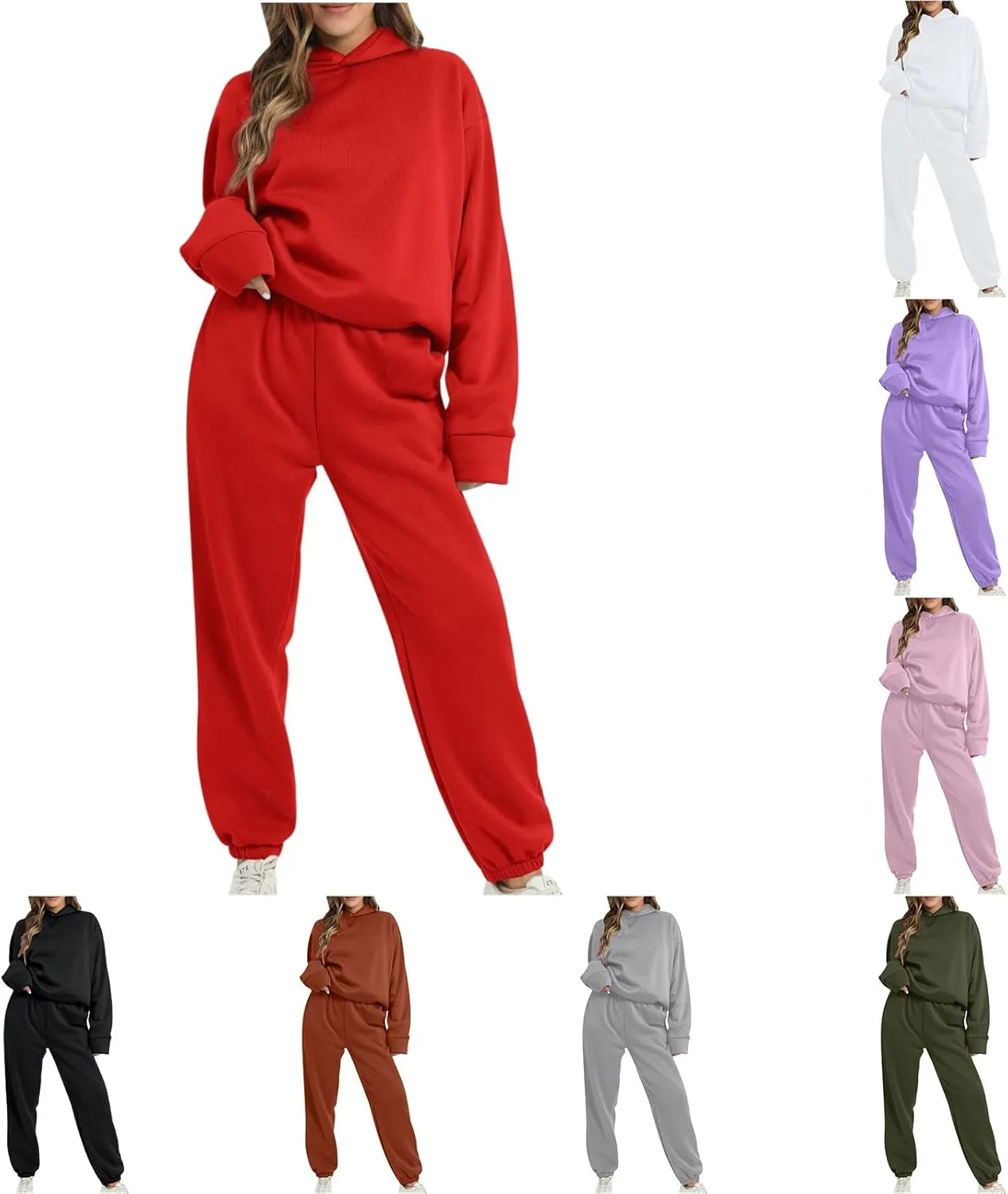 Sweatsuits for Women Casual Fashion Thickened Plus Round Neck Long Sleeved Casual Sweatshirts Trousers Cozy Suit