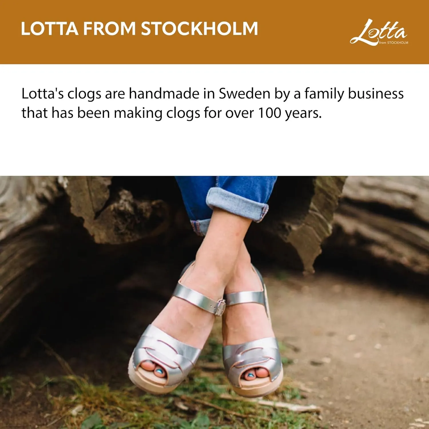 Swedish Peep Toe Clog Sandal for Women | Comfortable and Stylish High Heel Open Toe Wooden Clog Handcrafted in Sweden | Alder Wood Base and PU Coated Leather | Silver