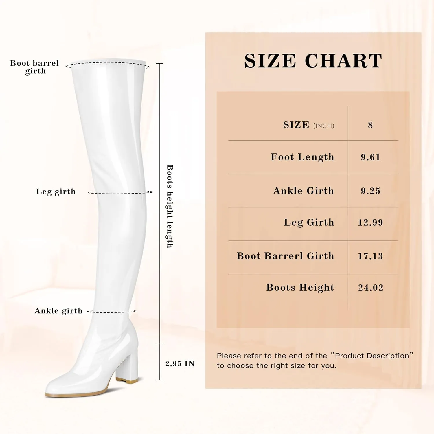 Thigh High Boots for Women Sexy Pointed Toe Over The Knee Boots Cosplay Dance Party Patent Leather Chunky Heels GOGO Knee High Boots