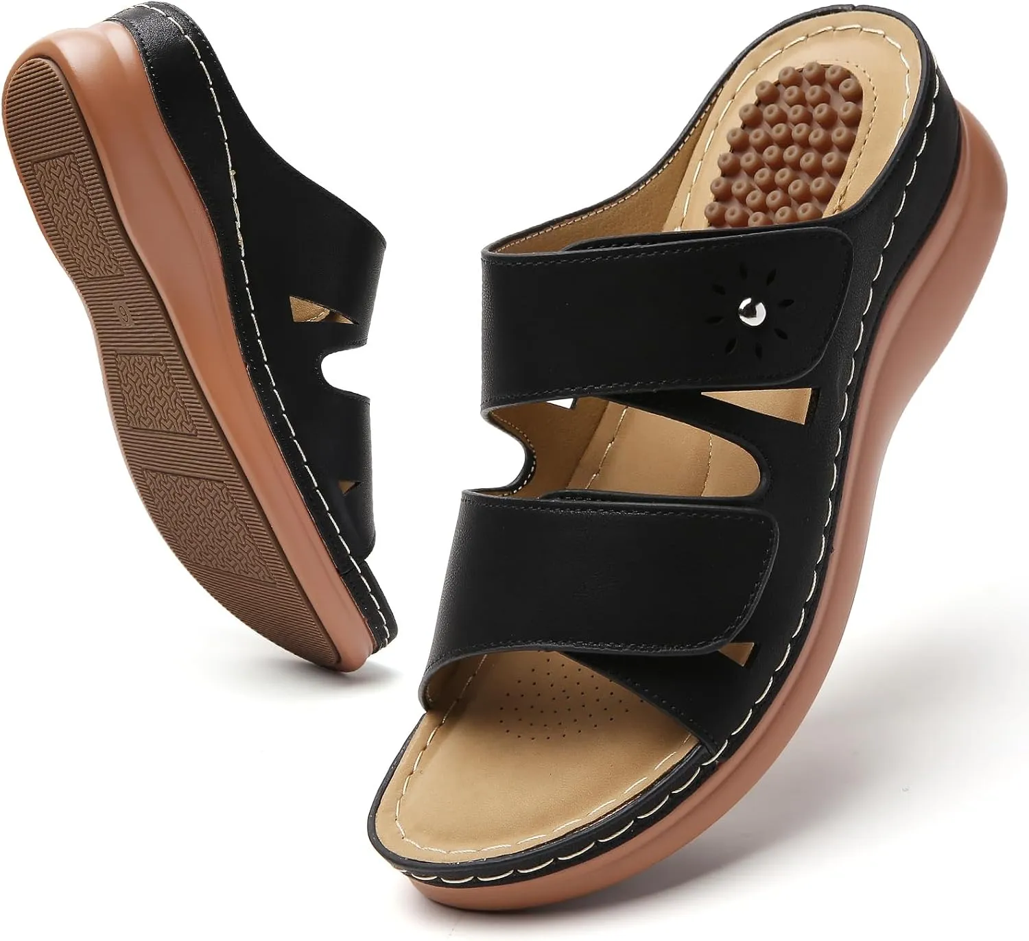 Tilocow Sandals Women Wedge Shoes - Orthopedic Comfortable Arch Support Platform Sandals for Women Wedge Summer Dressy Casual Bunion Breathable Shoes