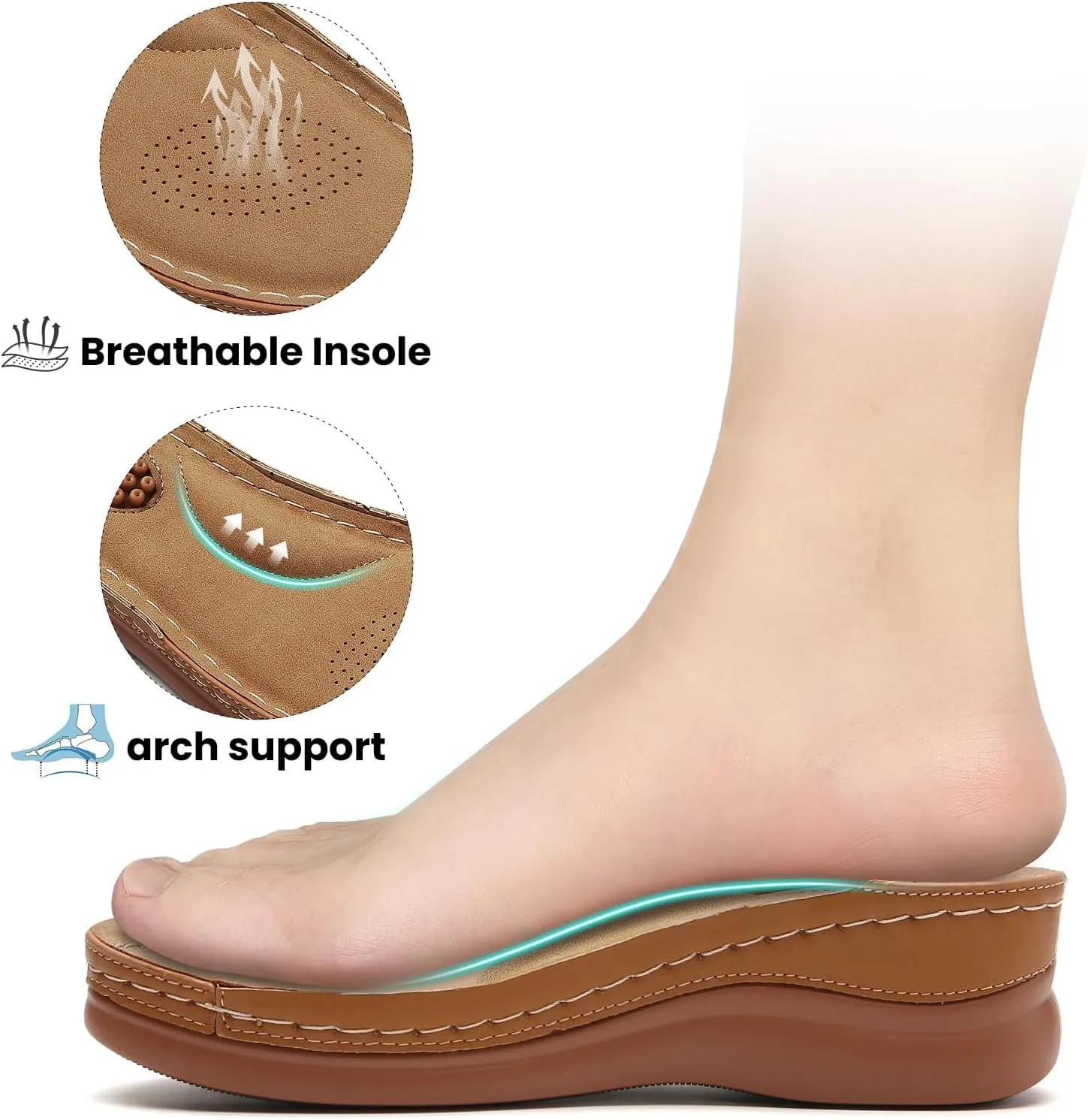 Tilocow Sandals Women Wedge Shoes - Orthopedic Comfortable Arch Support Platform Sandals for Women Wedge Summer Dressy Casual Bunion Walking Sandals