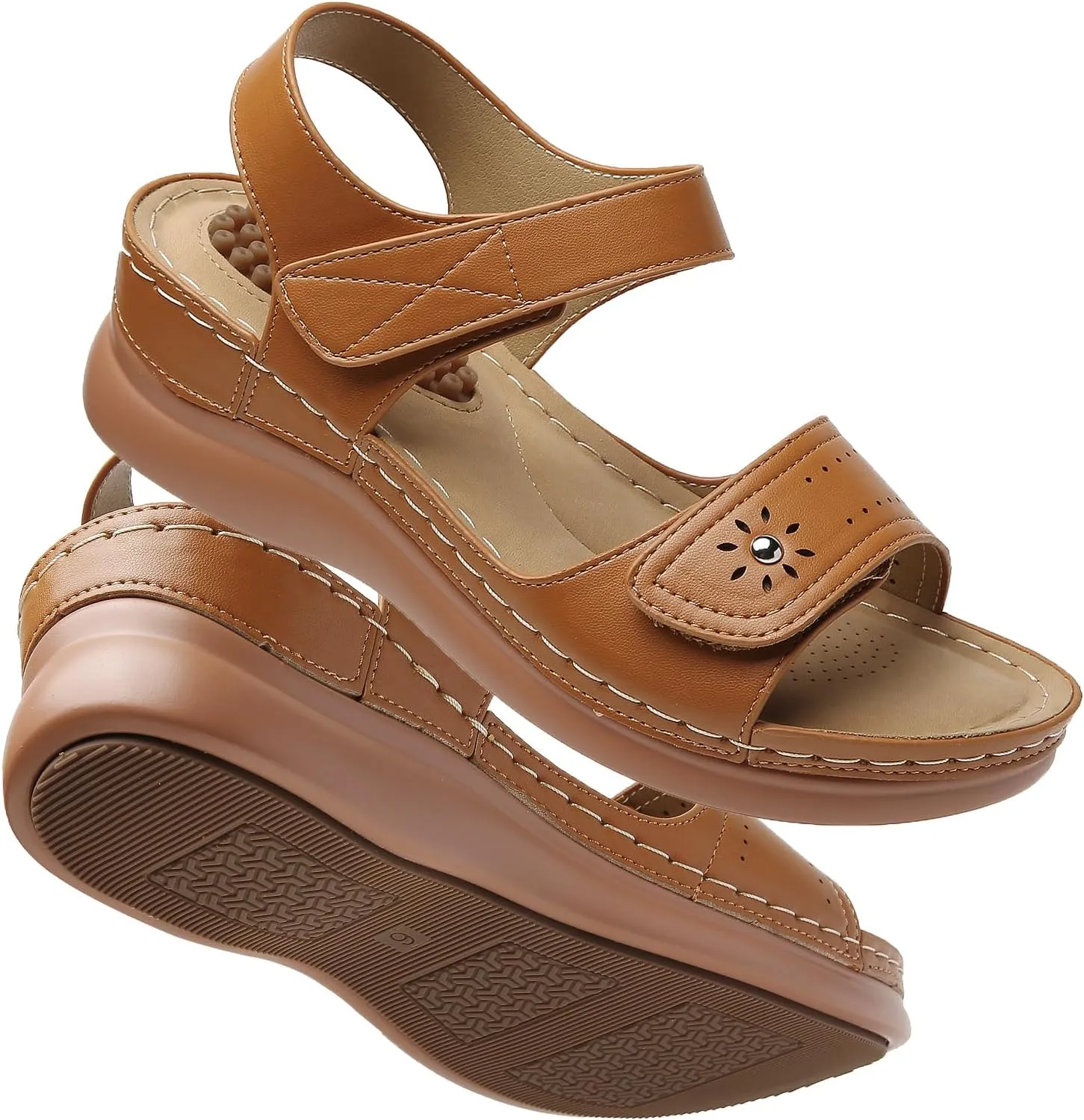 Tilocow Sandals Women Wedge Shoes - Orthopedic Comfortable Arch Support Platform Sandals for Women Wedge Summer Dressy Casual Bunion Walking Sandals