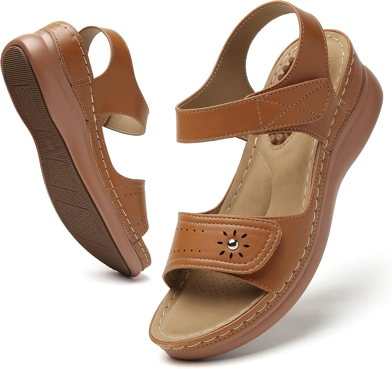 Tilocow Sandals Women Wedge Shoes - Orthopedic Comfortable Arch Support Platform Sandals for Women Wedge Summer Dressy Casual Bunion Walking Sandals