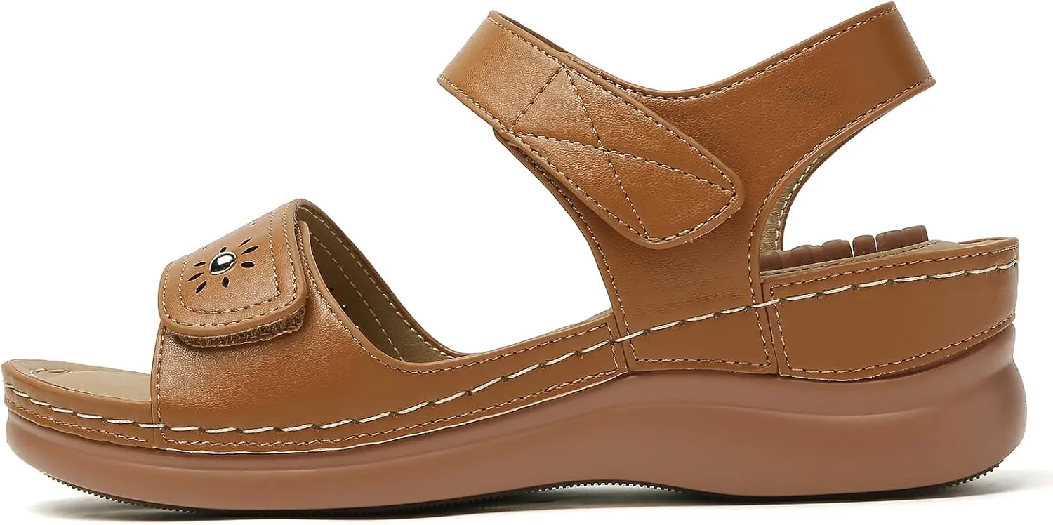 Tilocow Sandals Women Wedge Shoes - Orthopedic Comfortable Arch Support Platform Sandals for Women Wedge Summer Dressy Casual Bunion Walking Sandals