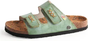 TMA EYES Womens Flat Sandals with Cork Footbed, Open Toe Slides Adjustable Slip On Slippers
