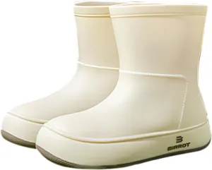 Tmore Womens Rain Boots Waterproof Rubber Boots Fashion Mid Calf Garden Shoes Slip on Rainboots with Comfort Insoles Lightweight Outdoor Work Boots
