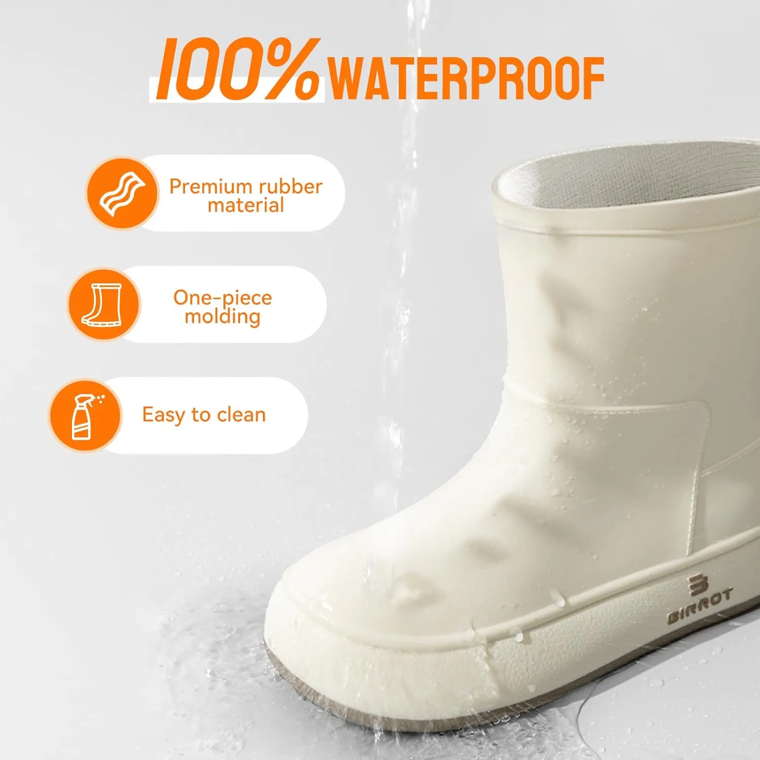 Tmore Womens Rain Boots Waterproof Rubber Boots Fashion Mid Calf Garden Shoes Slip on Rainboots with Comfort Insoles Lightweight Outdoor Work Boots