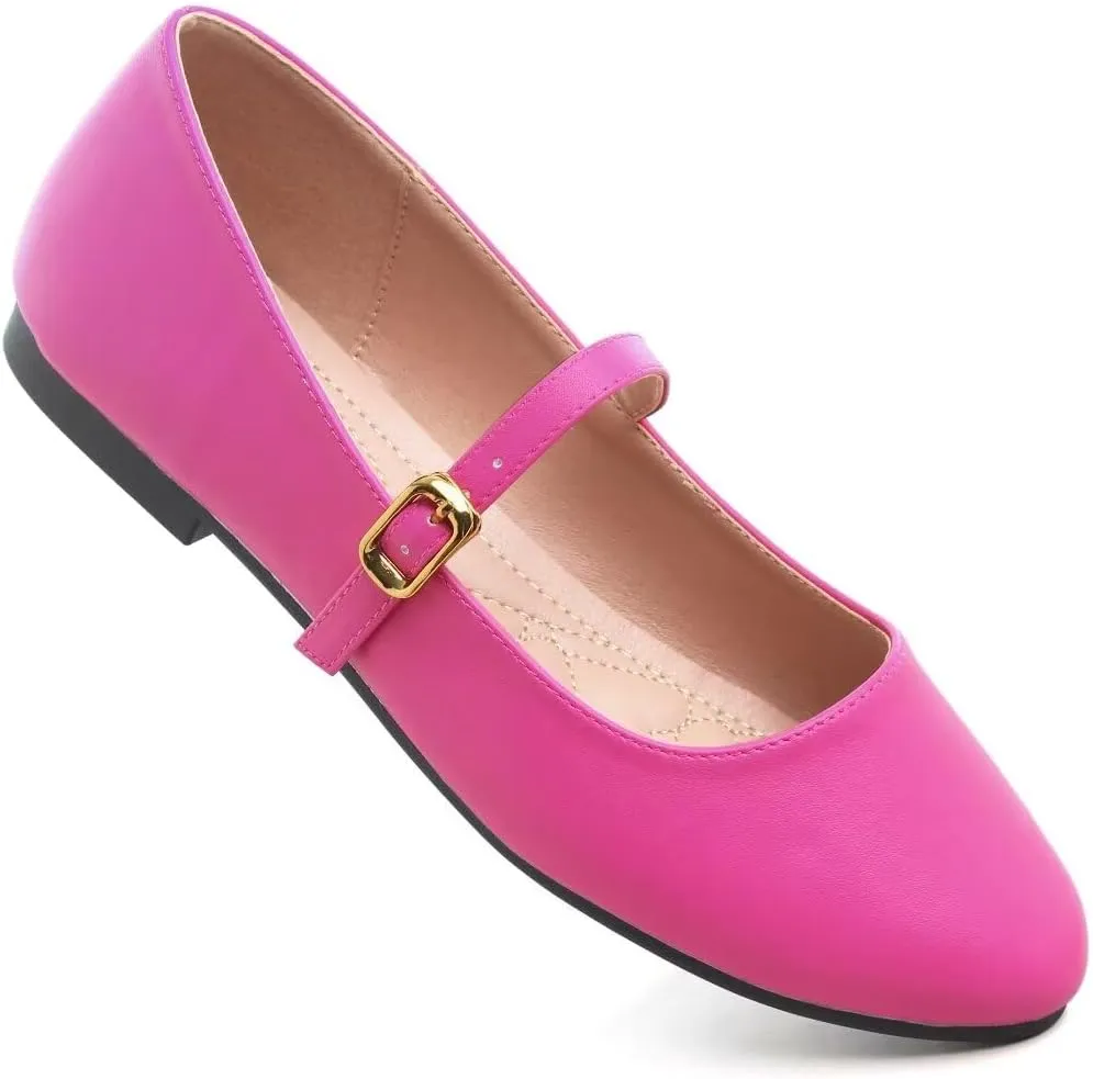TN TANGNEST Leather Flats for Women Comfortable Square Toe Slip On Flats Soft Work Flats Retro Mary Jane Flats