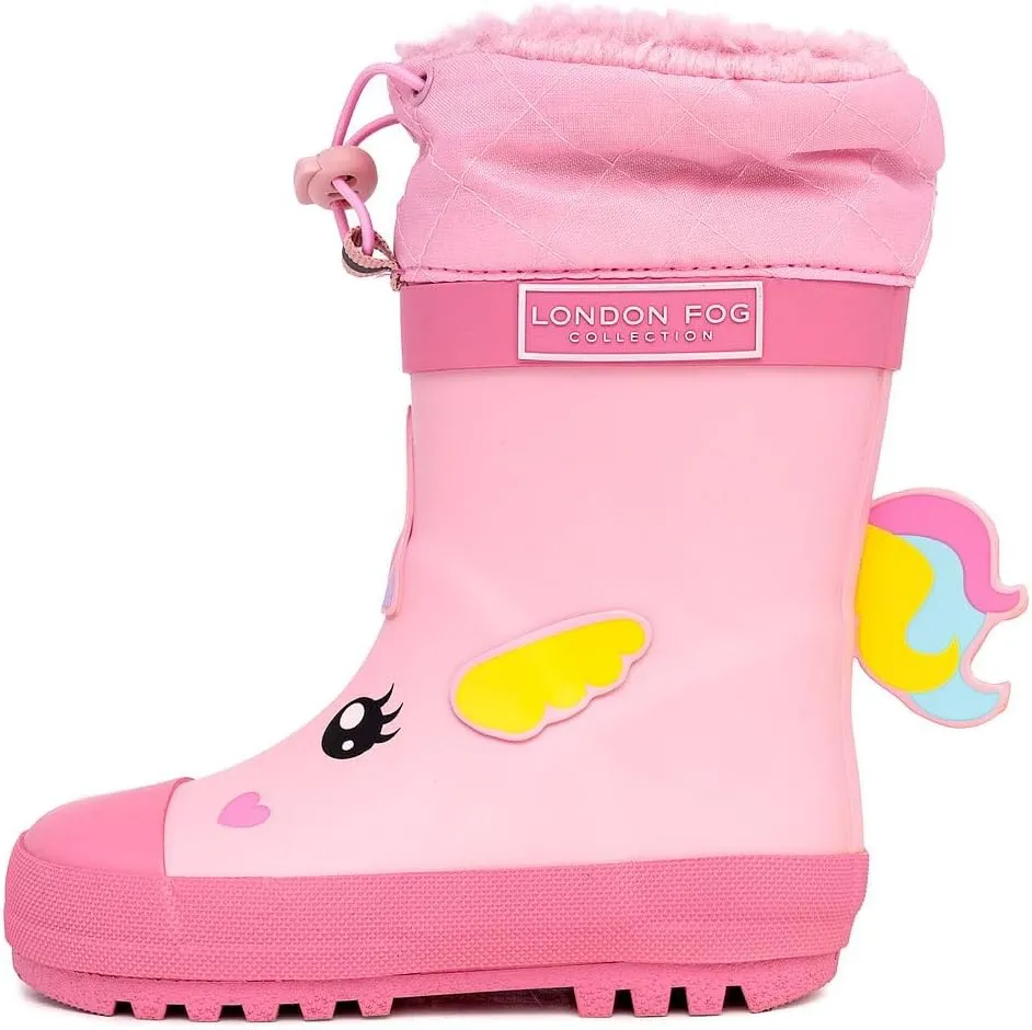 Toby Toddler Waterproof Snow Boots Kids Rain Boots - Sherpa Lined Winter Warm Boots for Boys and Girls - Dinosaur, Firetruck, Construction, Size 5 - 10 Toddler Boy and Girl Rubber Kids Rain Boots