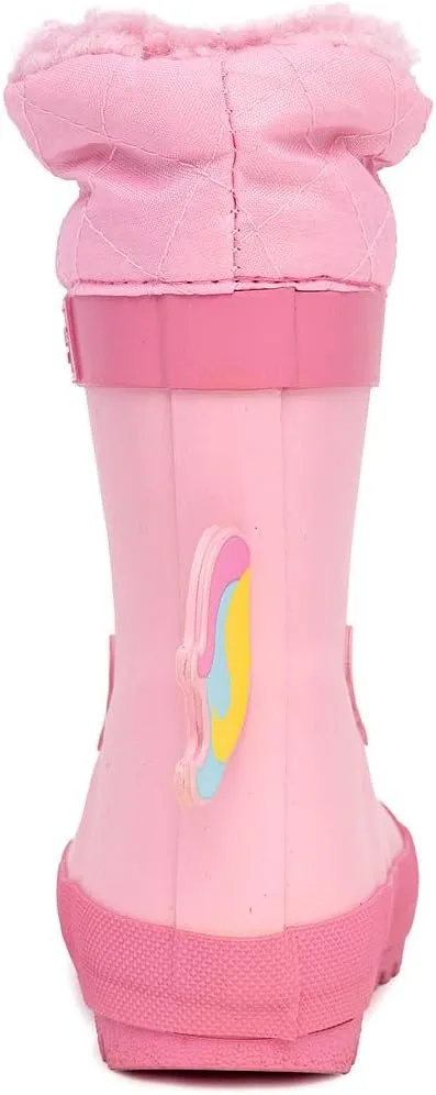 Toby Toddler Waterproof Snow Boots Kids Rain Boots - Sherpa Lined Winter Warm Boots for Boys and Girls - Dinosaur, Firetruck, Construction, Size 5 - 10 Toddler Boy and Girl Rubber Kids Rain Boots
