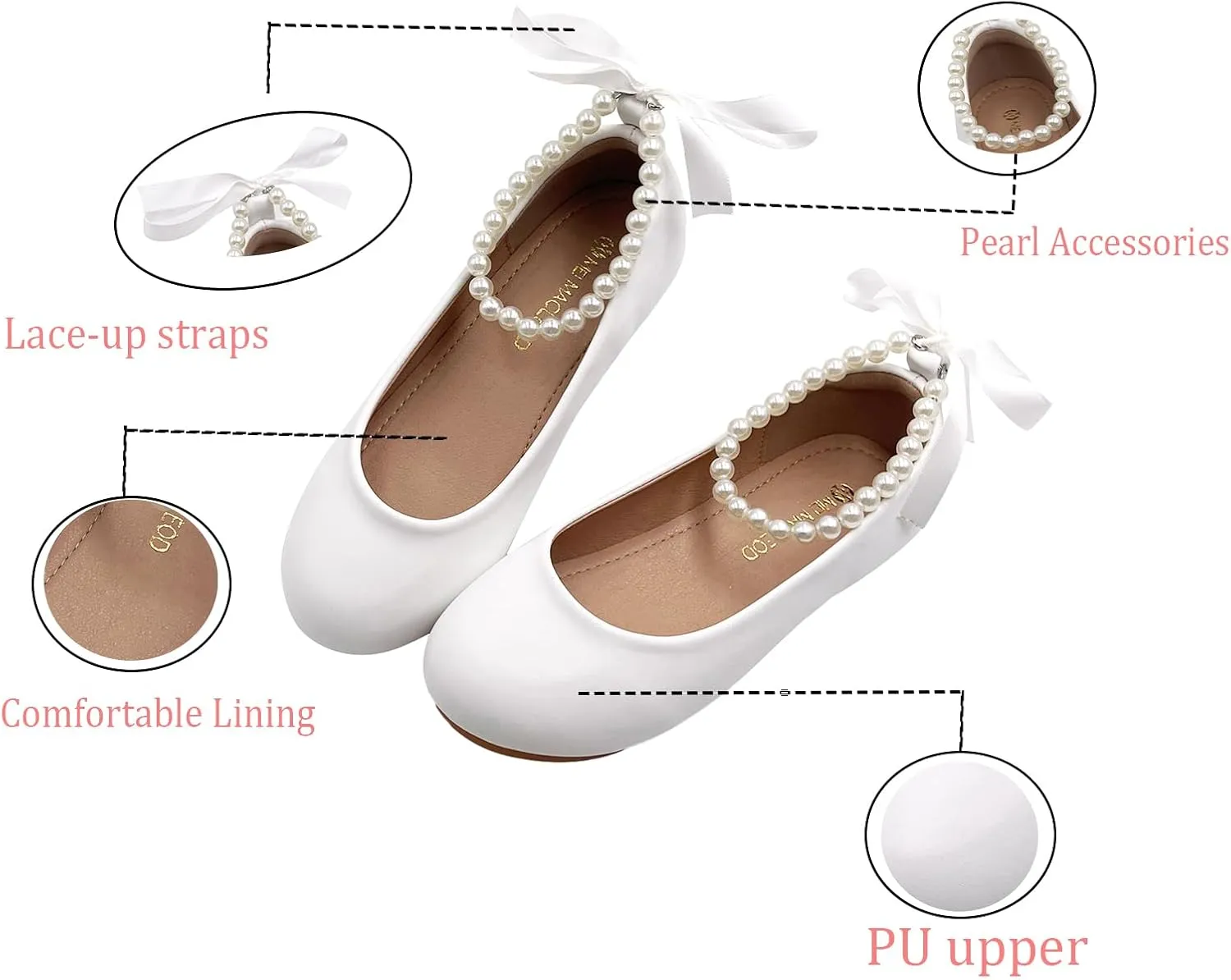 Toddler Flower Girl's Dress Shoes Mary Jane Ballet Shoes for Party,School, Birthday, Performance,Wedding