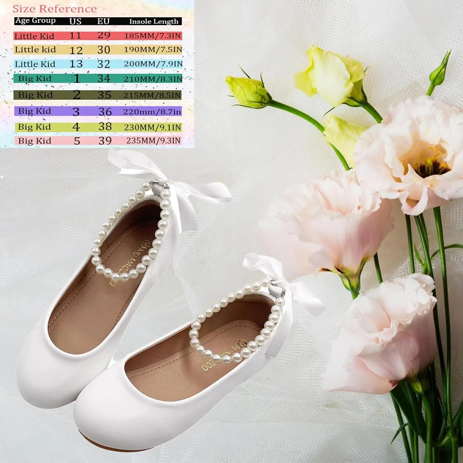 Toddler Flower Girl's Dress Shoes Mary Jane Ballet Shoes for Party,School, Birthday, Performance,Wedding