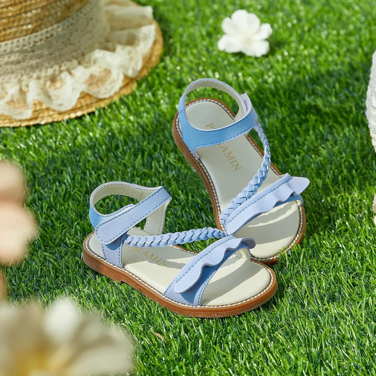 Toddler Girl Sandals - Flower Girl Dress Shoes Open Toe Little Kid Summer Flats