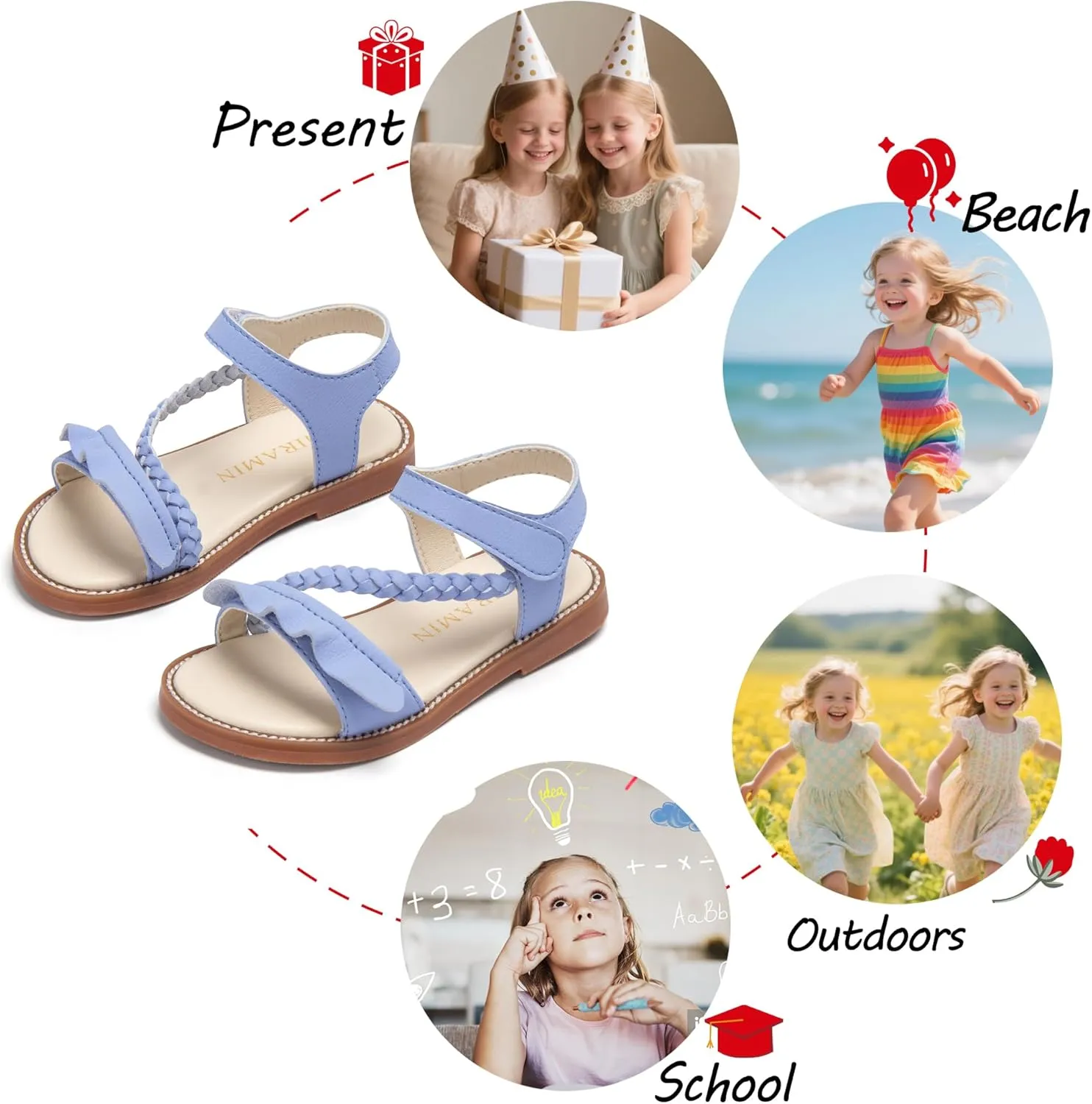 Toddler Girl Sandals - Flower Girl Dress Shoes Open Toe Little Kid Summer Flats