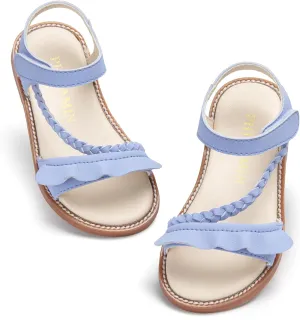 Toddler Girl Sandals - Flower Girl Dress Shoes Open Toe Little Kid Summer Flats