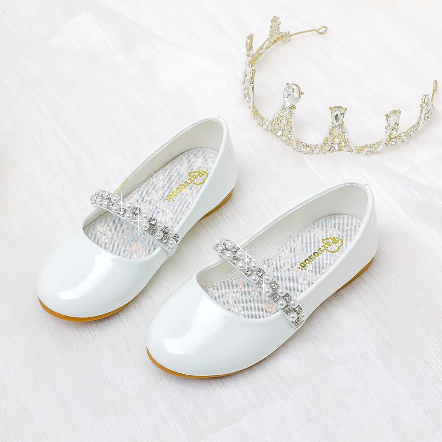 Toddler Girls Dress Shoes Girls Flower Shoes Princess Wedding Party Girls Flats for Little/Big Kids