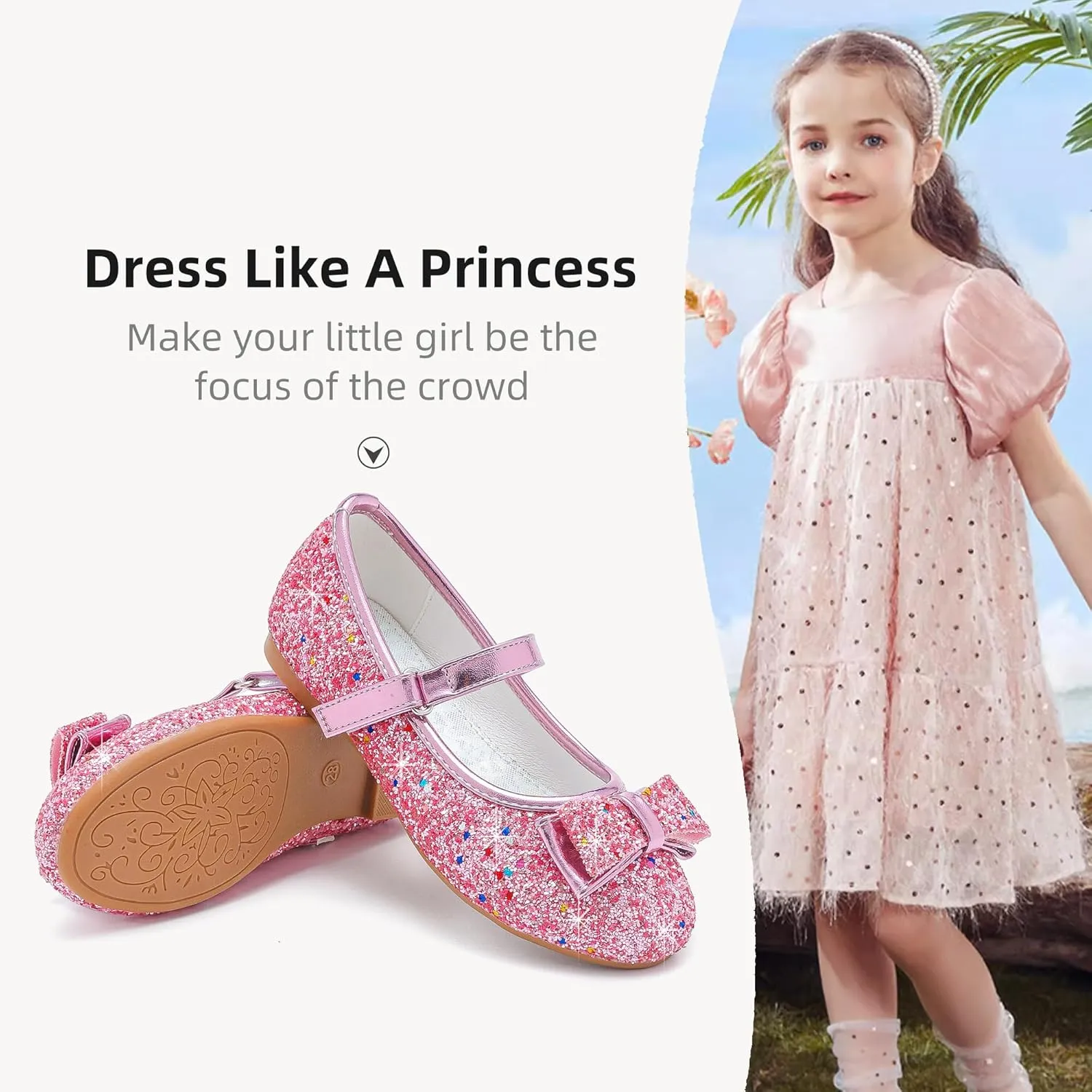 Toddler Girls Dress Shoes Girls Flower Shoes Princess Wedding Party Girls Flats for Little/Big Kids